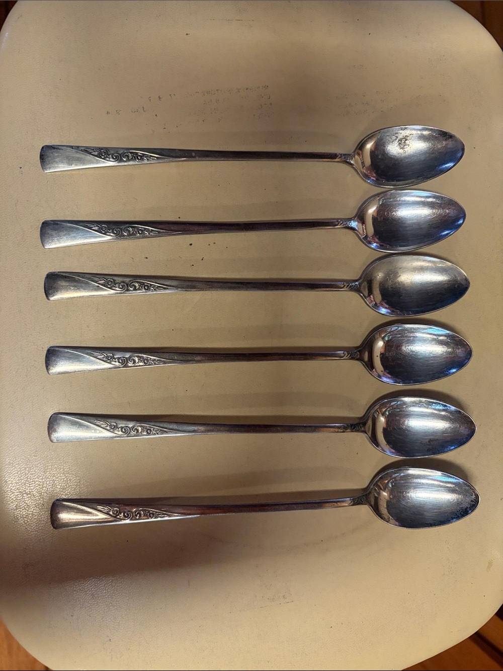 Long Handle Silver Tea Spoons - Set of 6